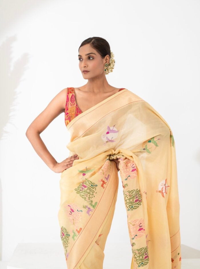 Iravati (Elegant Pichwai Inspired Soft Tissue Saree) - Image 4