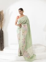 Jahnavi (Soft Drape Katan Floral Boota Saree) - Image 2