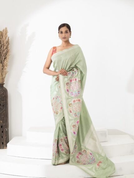 Jahnavi (Soft Drape Katan Floral Boota Saree)