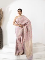Vibha (Bluish Grey Meenakari Allover Mushru Saree)