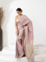 Vibha (Bluish Grey Meenakari Allover Mushru Saree) - Image 2