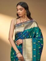 Usha (Two-Tone Katan Silk Kadwa Boota Saree) - Image 3