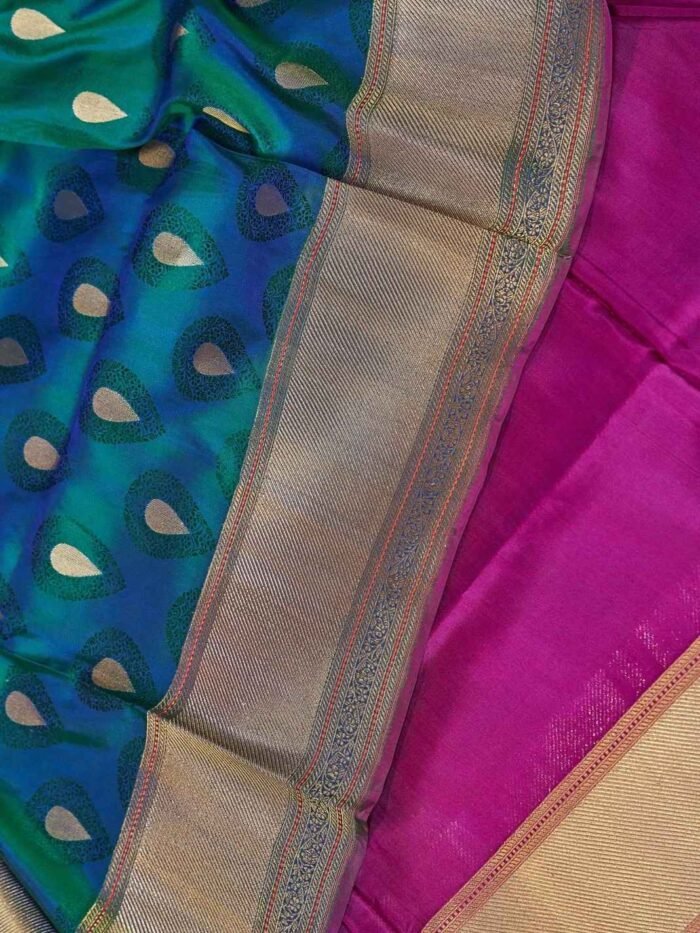 Usha (Two-Tone Katan Silk Kadwa Boota Saree) - Image 4