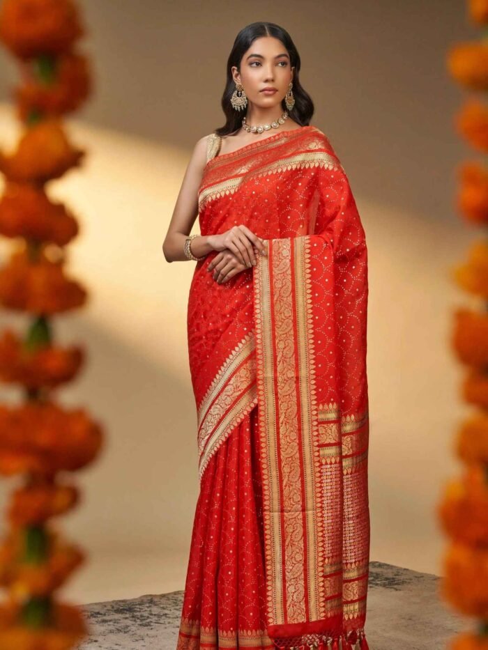 Yashasvini (Mukaish Banarasi Kora Silk Saree) - Image 1
