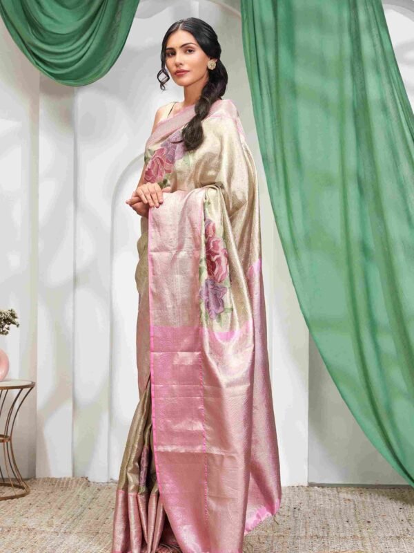 Pink banarasi saree