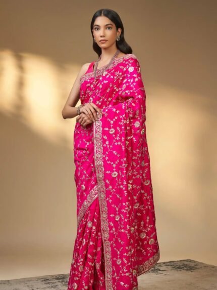 Chamunda (Pink Silk Zardosi Gottapatti Saree)