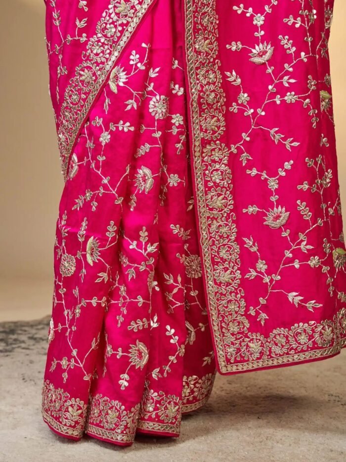 Chamunda (Pink Silk Zardosi Gottapatti Saree) - Image 4
