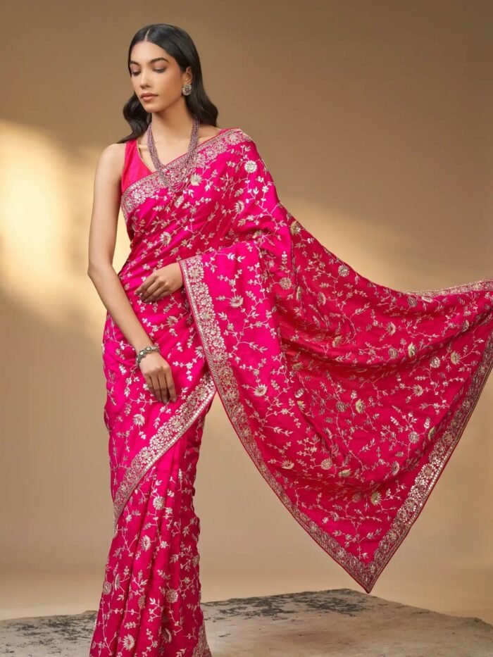 Chamunda (Pink Silk Zardosi Gottapatti Saree) - Image 3