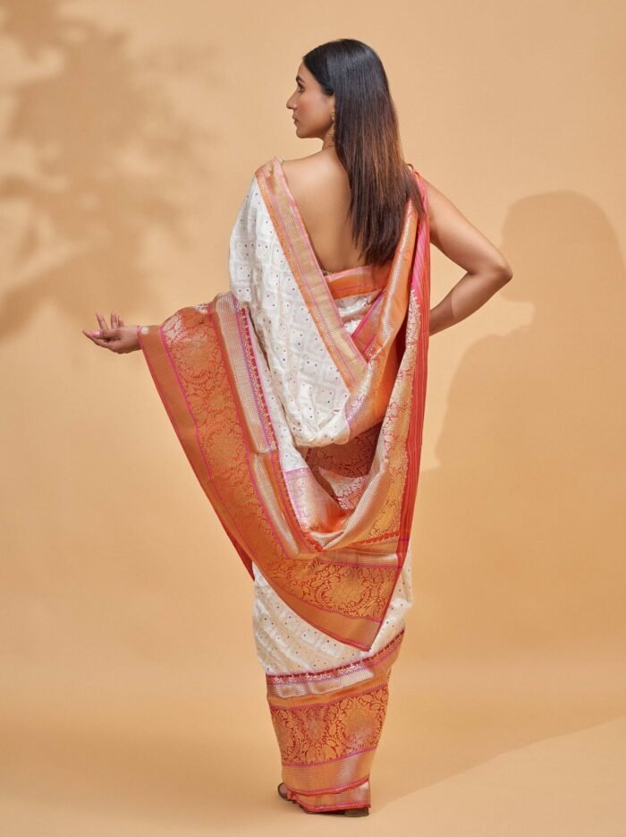 Chandralekha (White and Red Kadiyal Saree) - Image 2