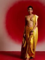 Ambika (Yellow Kadwa Mushru Meena Boota Saree) - Image 4