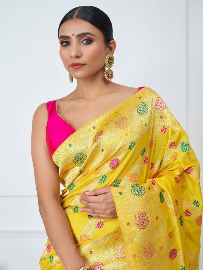 Pavitra (Yellow Meena Gulab Jangla Saree) - Image 4