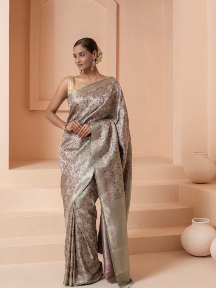 Bhavani (Elegant Jamawar Woven Mushru Saree) - Image 2