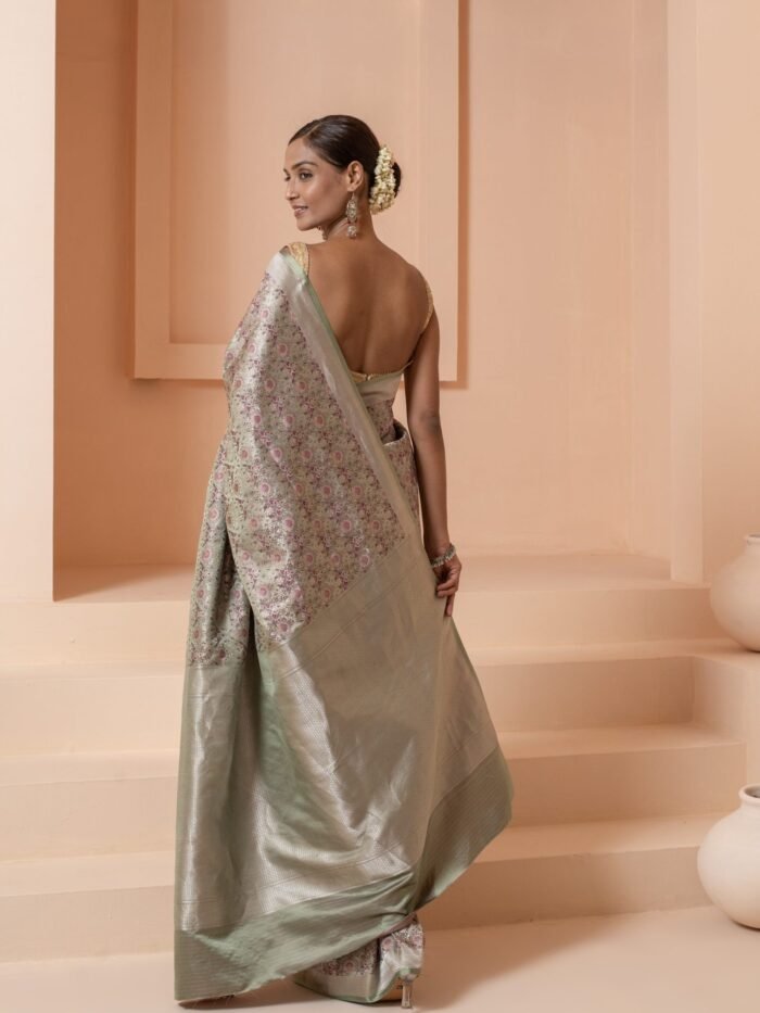 Bhavani (Elegant Jamawar Woven Mushru Saree) - Image 3