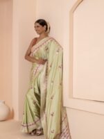 Ekta (Pista Green Meenakari Silk Saree) - Image 3