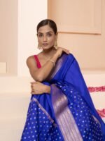 Gomati (Royal Ink Blue Kadwa Banarasi Saree) - Image 3